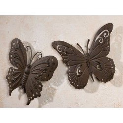 Декоративное настенное украшение "Две бабочки" металл, 2 шт.